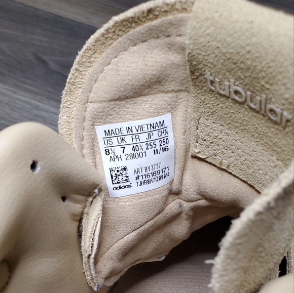 ADIDAS Tubular Invader Suede Strap Khaki High Top Sneakers - Picture 7 of 12